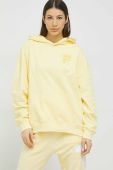 Бавовняна кофта Fila жіноча колір жовтий з капюшоном однотонна