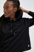 Тренувальна кофта Fila Rheine колір чорний з капюшоном однотонна