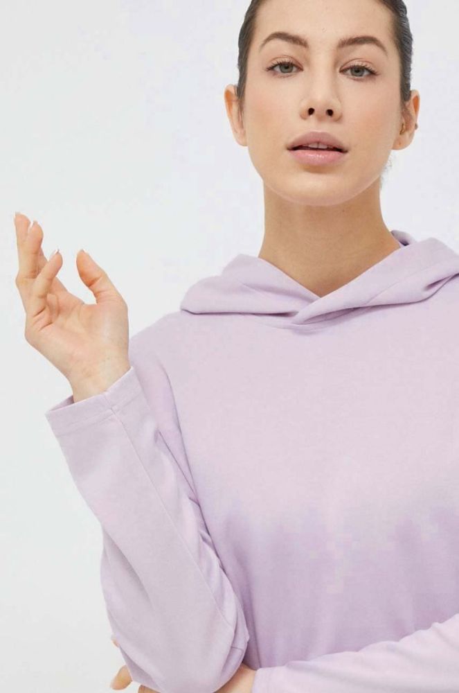 Кофта Fila Crivitz колір фіолетовий з капюшоном однотонна фото 4