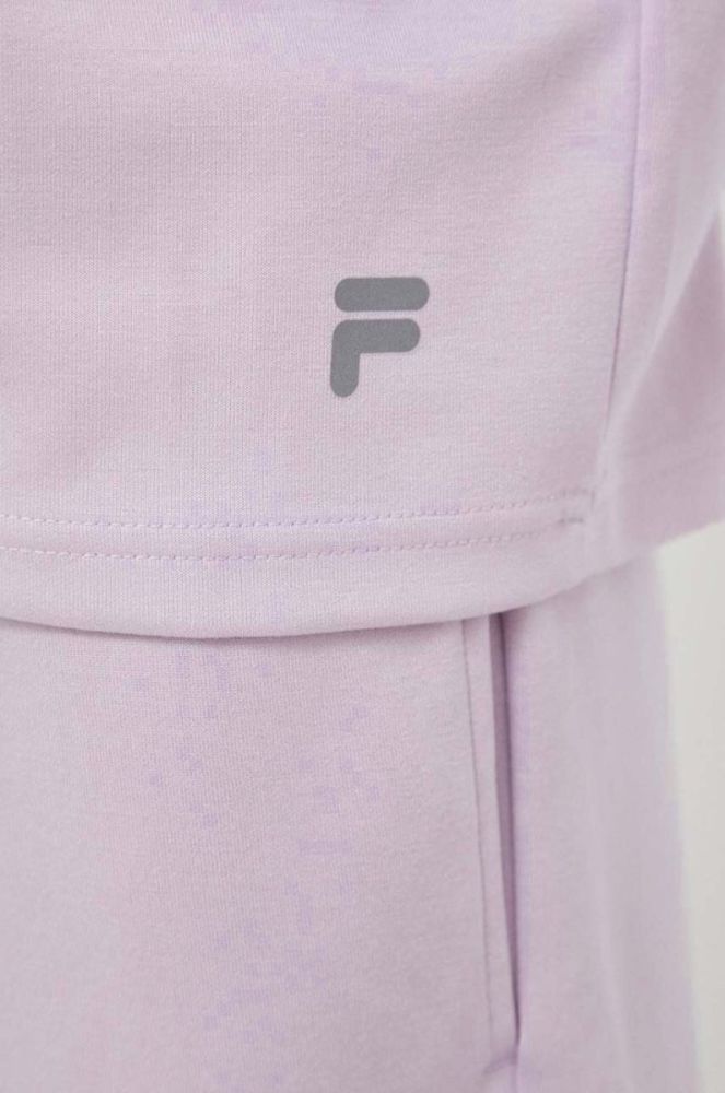 Кофта Fila Crivitz колір фіолетовий з капюшоном однотонна фото 5
