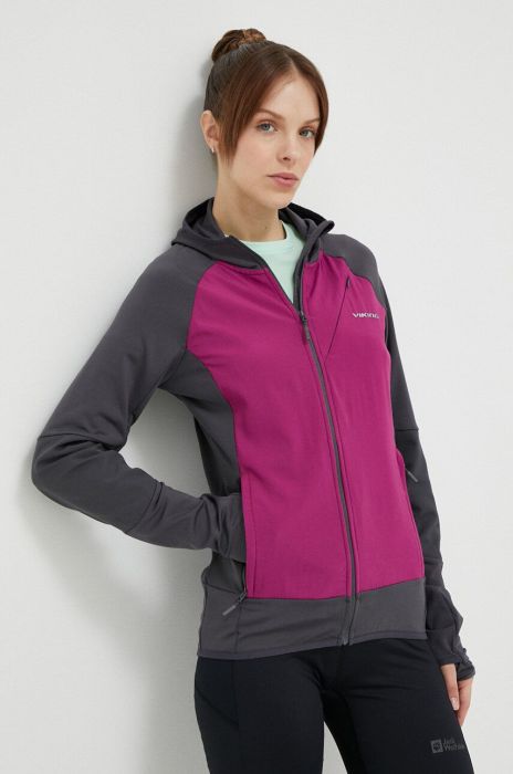 Спортивна кофта Viking Dimaro колір фіолетовий з капюшоном візерунок