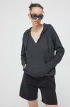 Кофта Roxy жіноча колір сірий з капюшоном однотонна Кофта Roxy жіноча колір сірий з капюшоном однотонна