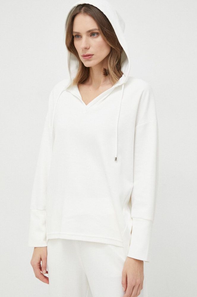 Кофта Max Mara Leisure жіноча колір білий з капюшоном однотонна