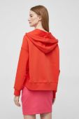 Бавовняна кофта United Colors of Benetton жіноча колір помаранчевий з капюшоном однотонна