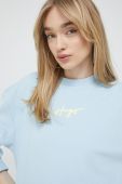 Бавовняна кофта HUGO жіноча  з принтом колір блакитний (3112125)