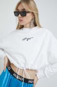Бавовняна кофта Hugo жіноча колір білий з принтом