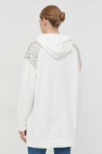 Бавовняна кофта Pinko жіноча колір білий з капюшоном з аплікацією