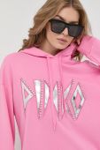 Кофта Pinko жіноча колір рожевий з капюшоном з аплікацією