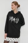 Кофта Pinko жіноча колір чорний з капюшоном з аплікацією