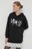 Кофта Pinko жіноча колір чорний з капюшоном з аплікацією