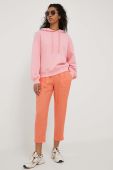Бавовняна кофта United Colors of Benetton жіноча колір рожевий з капюшоном однотонна