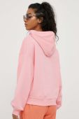Бавовняна кофта United Colors of Benetton жіноча колір рожевий з капюшоном однотонна