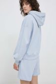 Бавовняна кофта United Colors of Benetton жіноча з капюшоном однотонна колір блакитний