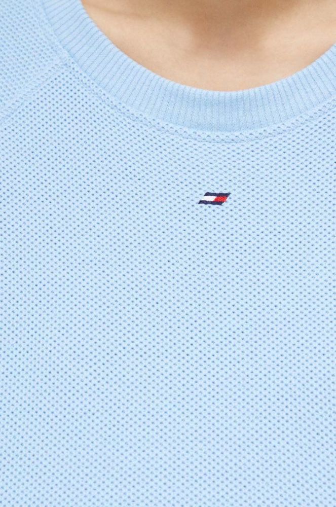 Бавовняна кофта Tommy Hilfiger жіноча  однотонна колір блакитний (3030536) фото 5