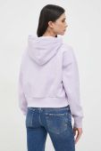 Бавовняна кофта Pinko жіноча колір фіолетовий з капюшоном з принтом (3068776)