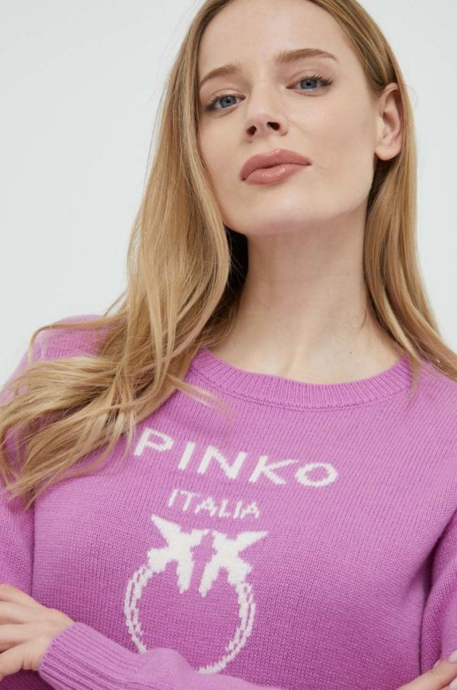 Вовняний светр Pinko жіночий колір фіолетовий фото 4