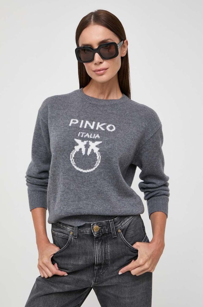 Вовняний светр Pinko жіночий колір сірий легкий (3558996)