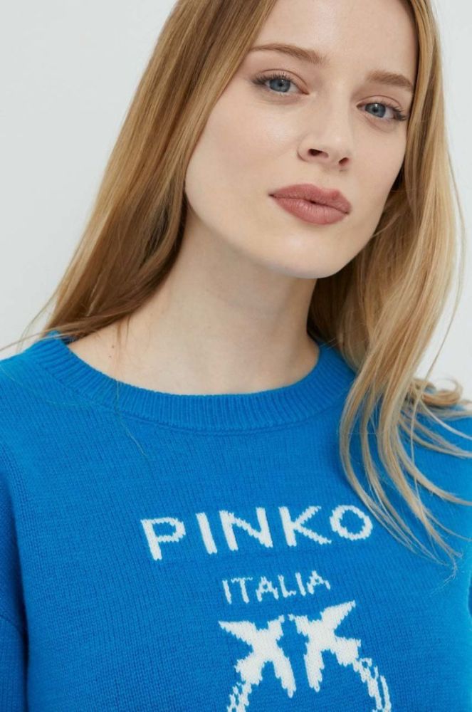 Вовняний светр Pinko жіночий колір блакитний фото 4