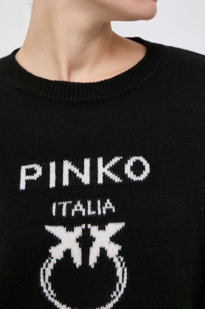 Вовняний светр Pinko жіночий колір чорний легкий (3559000) фото 5