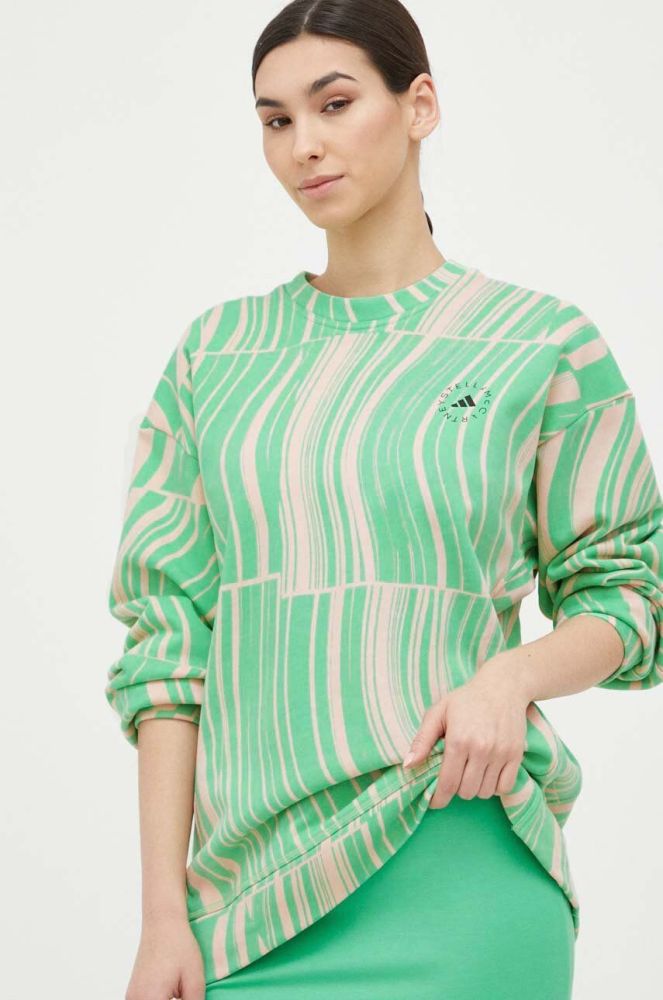 Бавовняна кофта adidas by Stella McCartney жіноча колір зелений візерунок