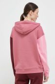 Бавовняна кофта adidas жіноча колір рожевий з капюшоном візерунок