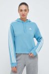 Бавовняна кофта adidas жіноча з капюшоном з аплікацією колір блакитний (3213831) Бавовняна кофта adidas жіноча з капюшоном з аплікацією колір блакитний (3213831)