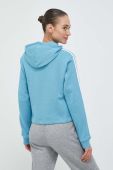 Бавовняна кофта adidas жіноча з капюшоном з аплікацією колір блакитний (3213831)