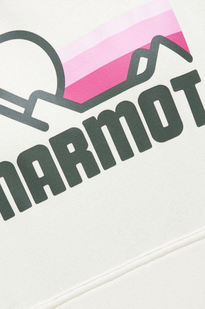 Кофта Marmot Coastal колір бежевий з капюшоном з принтом фото 5