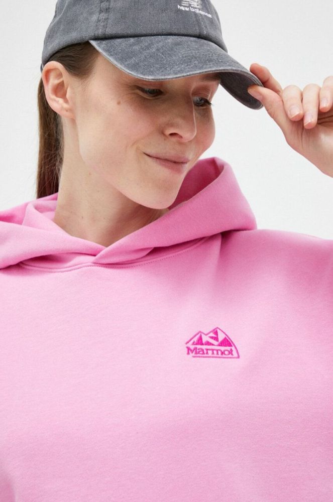 Спортивна кофта Marmot Peaks колір фіолетовий з капюшоном однотонна фото 4