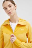 Спортивна кофта Salewa Agner колір жовтий з капюшоном однотонна