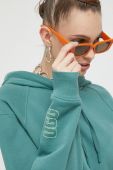 Бавовняна кофта UGG жіноча колір зелений з капюшоном однотонна