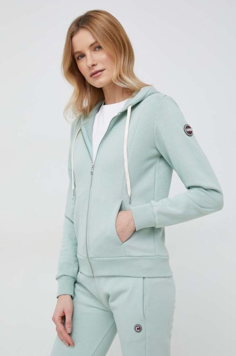 Кофта Colmar жіноча колір зелений з капюшоном однотонна