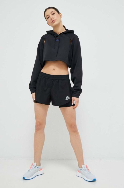 Тренувальна кофта adidas Performance колір чорний з капюшоном однотонна (3038913) фото 2