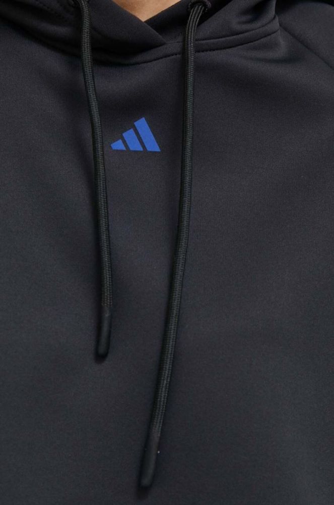 Тренувальна кофта adidas Performance колір чорний з капюшоном однотонна (3038913) фото 5