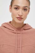 Бавовняна кофта adidas жіноча колір коричневий з капюшоном однотонна