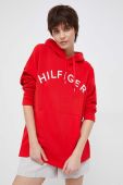 Бавовняна кофта Tommy Hilfiger жіноча колір червоний з капюшоном з аплікацією (3090206)