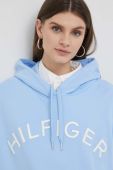 Бавовняна кофта Tommy Hilfiger жіноча з капюшоном з аплікацією колір блакитний (3090225)