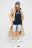 Бавовняна кофта Tommy Hilfiger жіноча колір синій з капюшоном з аплікацією (3090212)