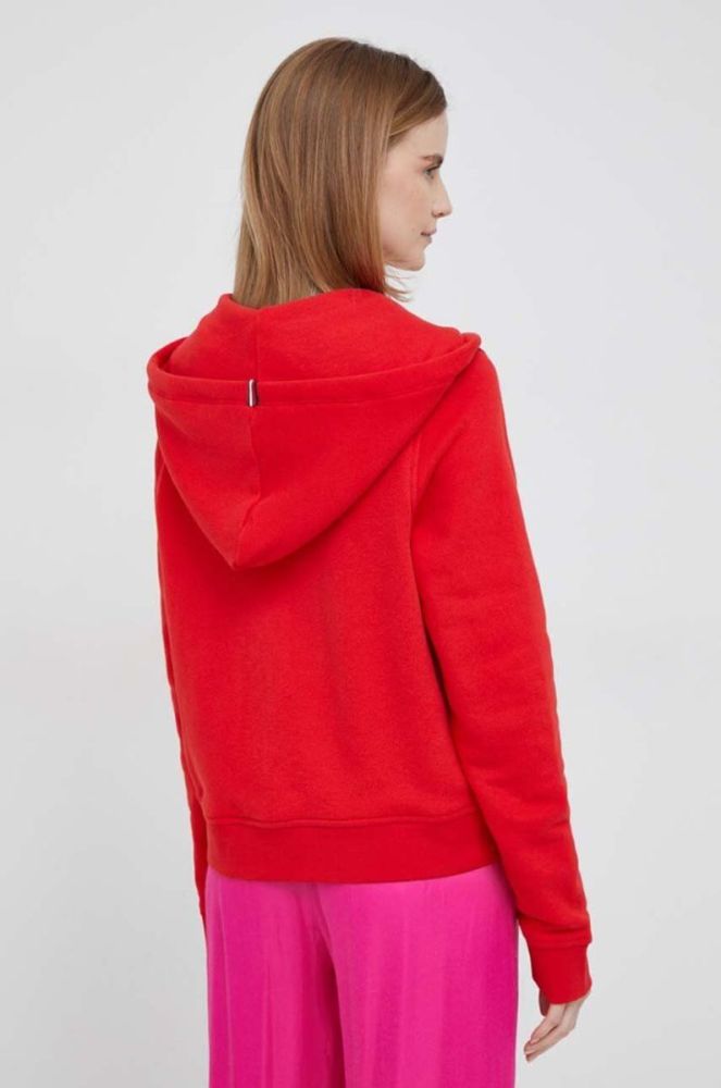 Кофта Tommy Hilfiger жіноча колір червоний з капюшоном однотонна (3090238) фото 3
