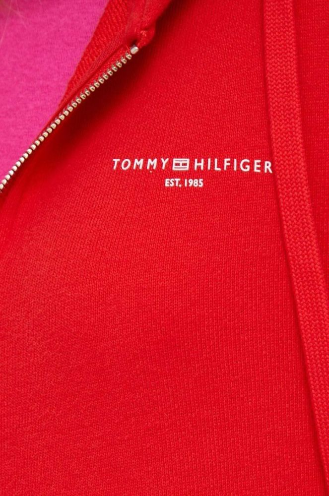 Кофта Tommy Hilfiger жіноча колір червоний з капюшоном однотонна (3090238) фото 5