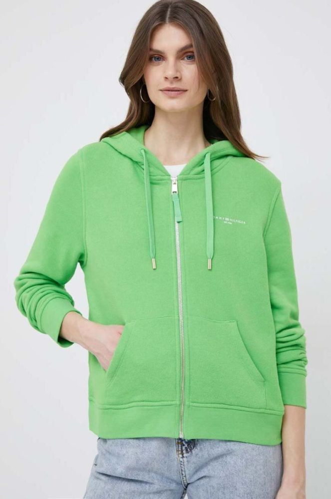 Кофта Tommy Hilfiger жіноча колір зелений з капюшоном однотонна (3090230) фото 2