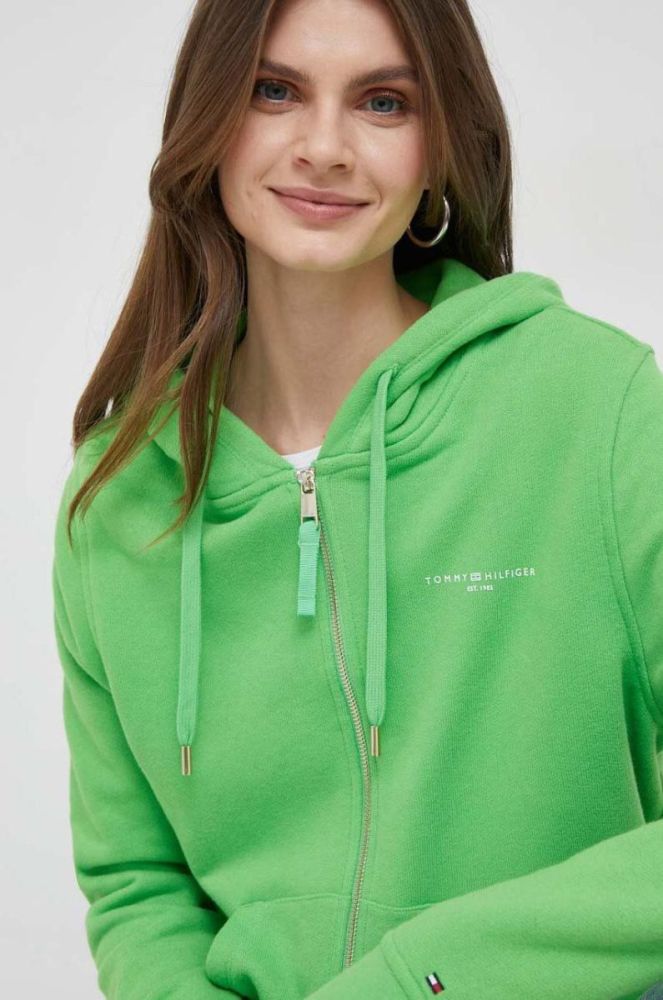Кофта Tommy Hilfiger жіноча колір зелений з капюшоном однотонна (3090230) фото 4