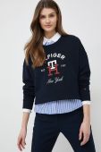 Бавовняна кофта Tommy Hilfiger жіноча колір синій з аплікацією (3018258)