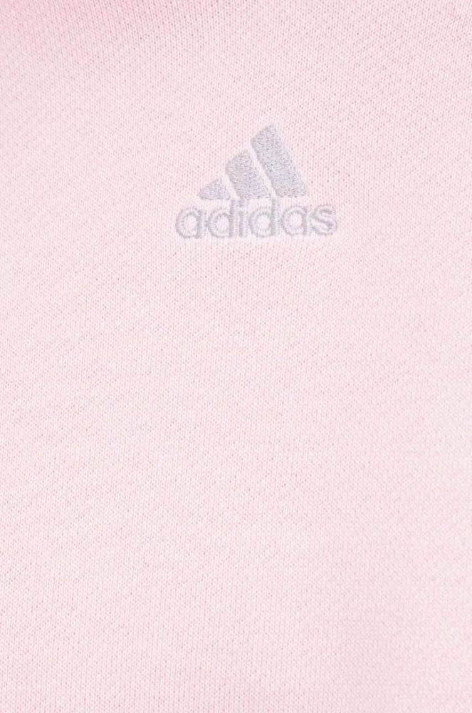 Бавовняна кофта adidas жіноча колір рожевий з капюшоном з аплікацією (3147195) фото 5