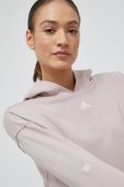 Бавовняна кофта adidas жіноча колір рожевий з капюшоном однотонна