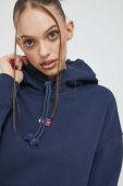 Бавовняна кофта Tommy Jeans жіноча колір синій з капюшоном з аплікацією
