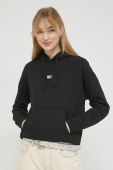 Бавовняна кофта Tommy Jeans жіноча колір чорний з капюшоном з аплікацією (2983401)