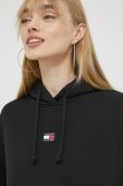 Бавовняна кофта Tommy Jeans жіноча колір чорний з капюшоном з аплікацією (2983401)