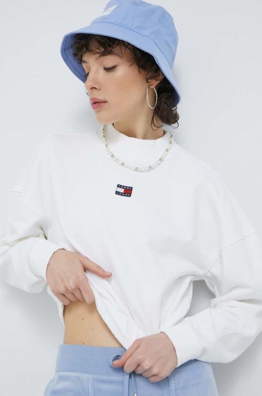 Бавовняна кофта Tommy Jeans жіноча колір білий однотонна (2995380)