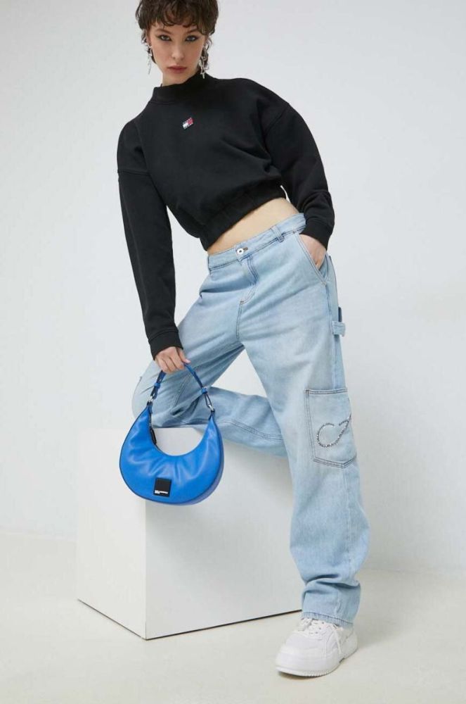 Бавовняна кофта Tommy Jeans жіноча колір чорний однотонна (2995369) фото 2